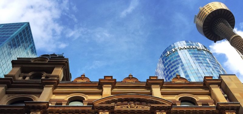 Old building surrounded by modern ones